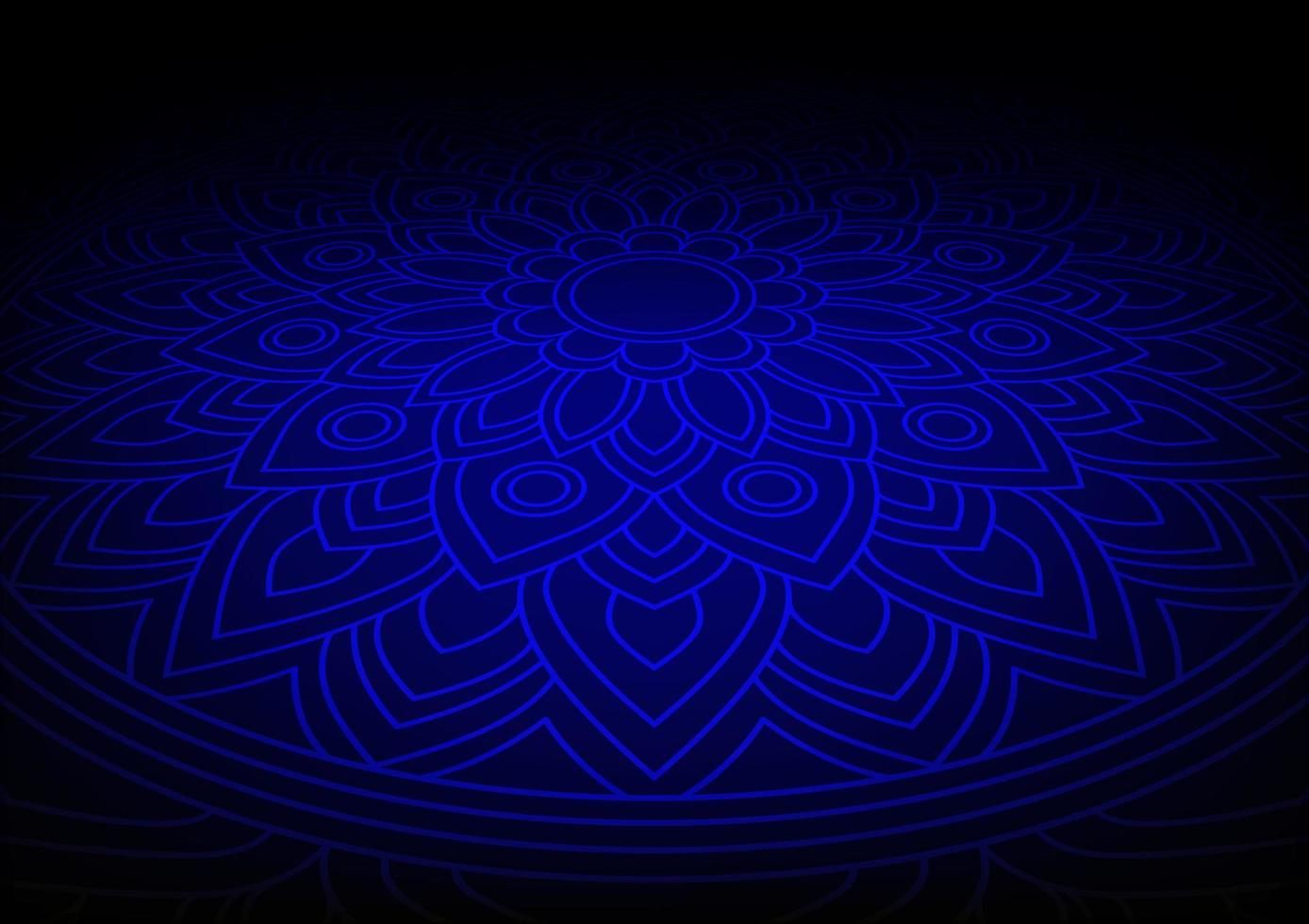 Blue mandala flower space side view geometry background vector