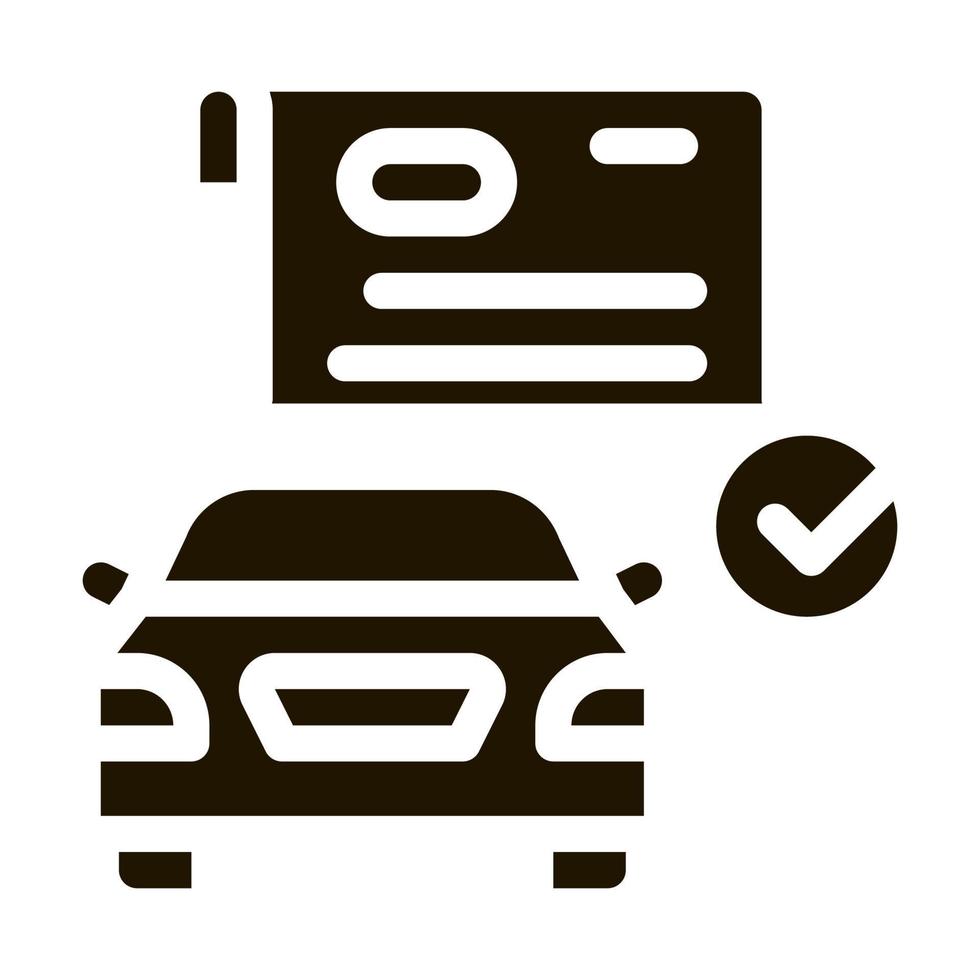 documentos comprobados para ilustración de glifo de vector de icono de coche