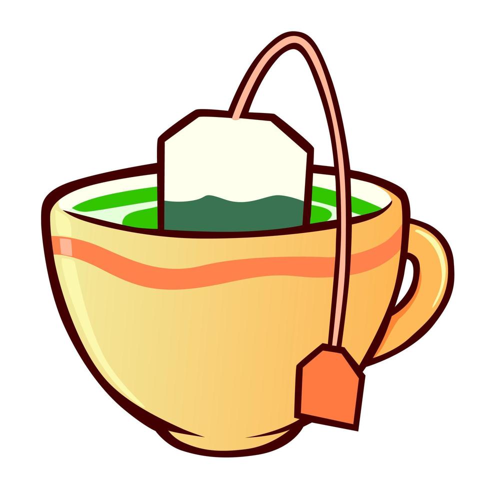 Bagging Tea Cartoon Emote Vector Illustration