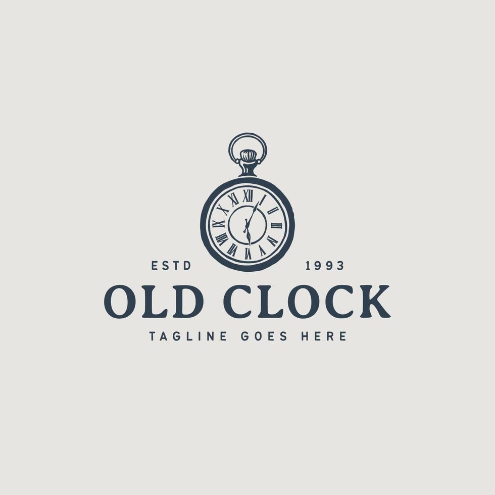 Vintage old clock logo design template vector