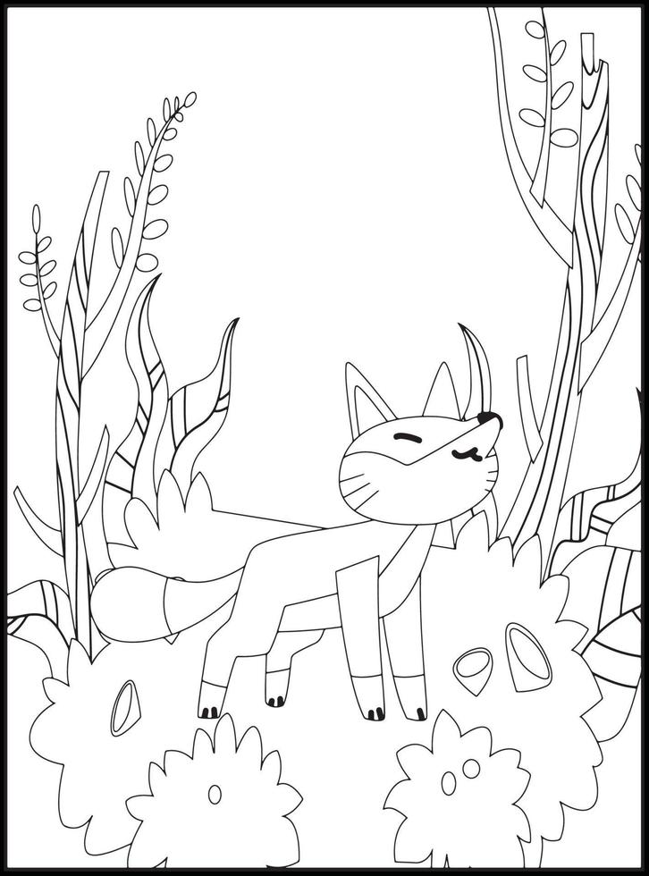 Cute Fox Coloring Pages for Kids vector