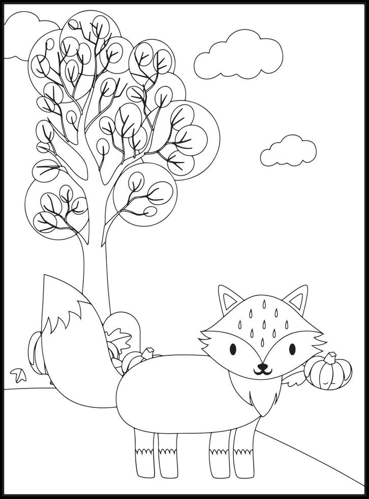 Cute Fox Coloring Pages for Kids vector