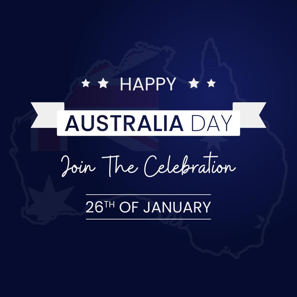 26th January. Congratulation Happy Australia Day on the background blur flag. Vector illustration for prints or cards for the holiday.
