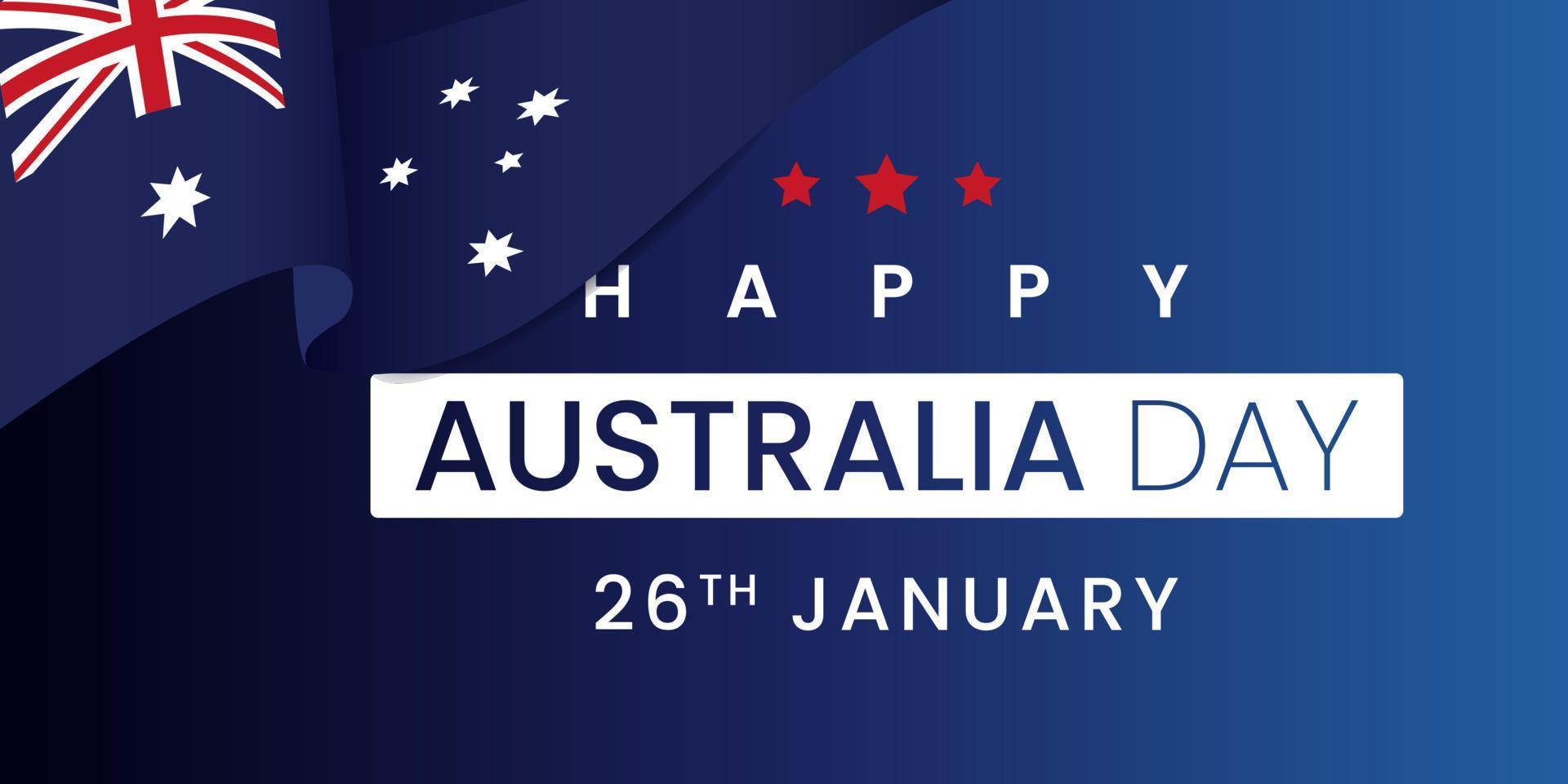 26 de enero feliz día de australia. ilustración de fondo y bandera de la ciudad y elementos vectoriales tarjeta de felicitación de concepto nacional, póster o diseño de banner web. eps 10. vector