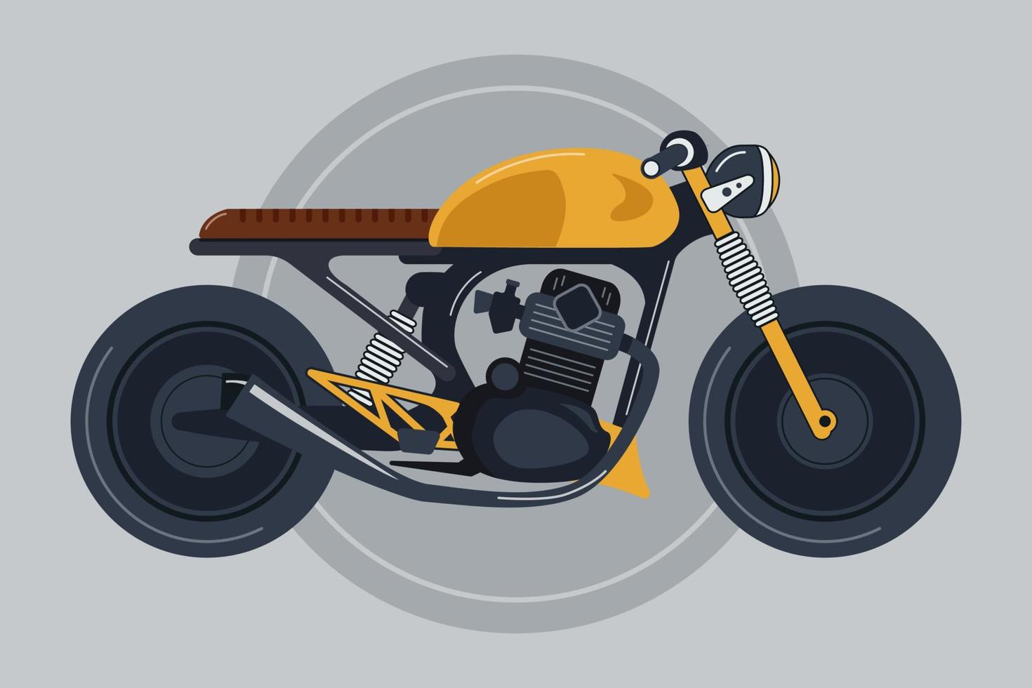 cafe racer vintage motocycle ilustración en concepto amarillo vector