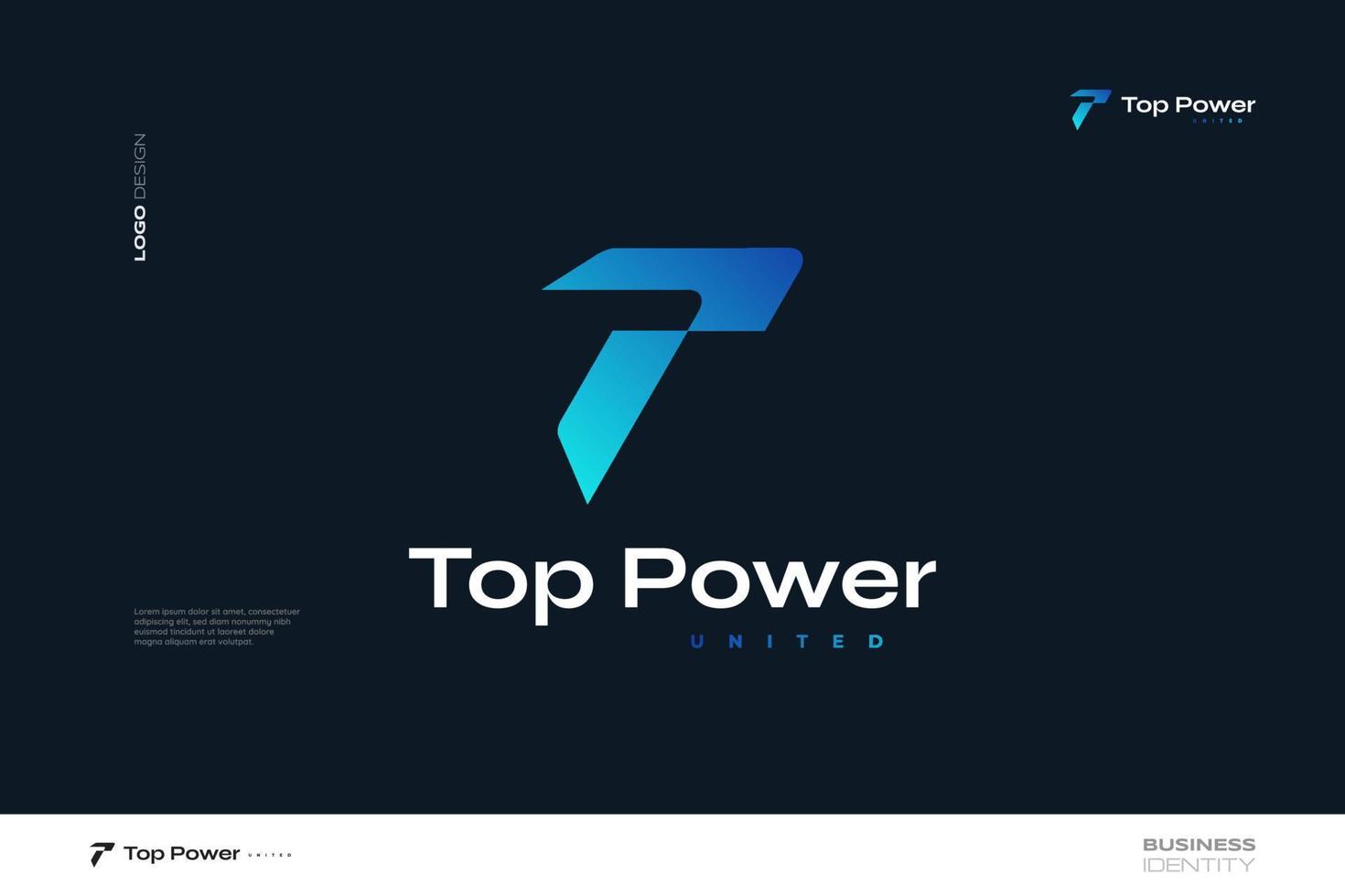 diseño abstracto inicial del logotipo t y p en estilo degradado azul. logotipo de tp o pt vector