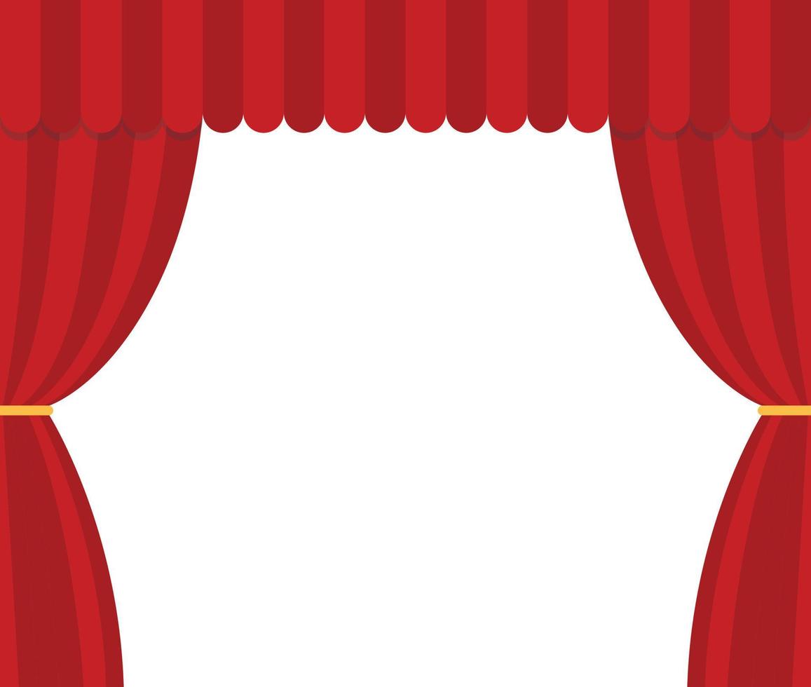 Stage curtains on white background. Theater symbol. Red stage curtains sign. flat style. vector