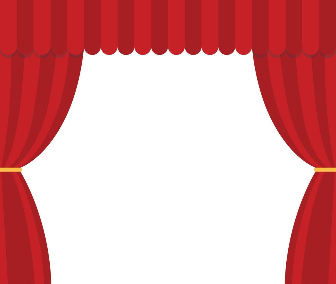 telones de escenario sobre fondo blanco. símbolo del teatro. signo de cortinas de escenario rojo. estilo plano vector