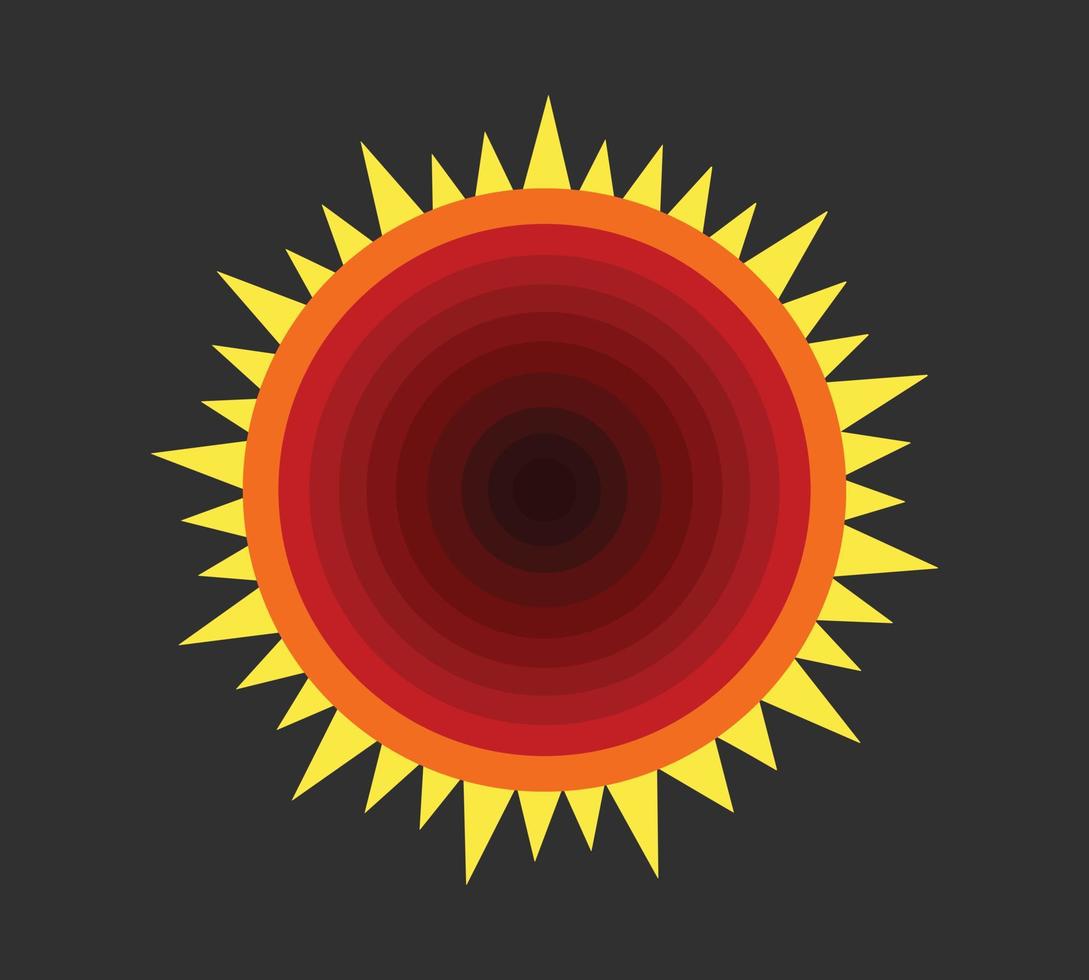 summer sun icon. vector illustration of the sun on a black background.