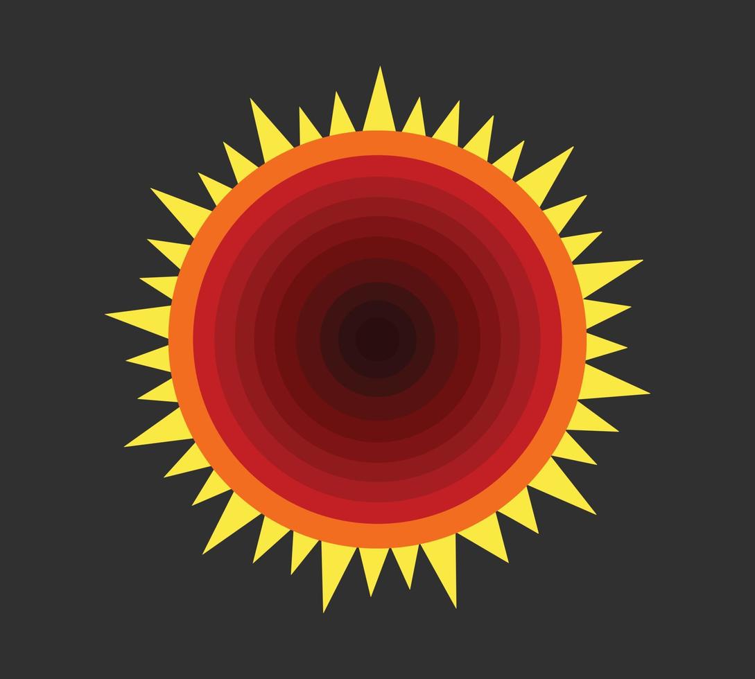 icono del sol de verano. ilustración vectorial del sol sobre un fondo negro. vector