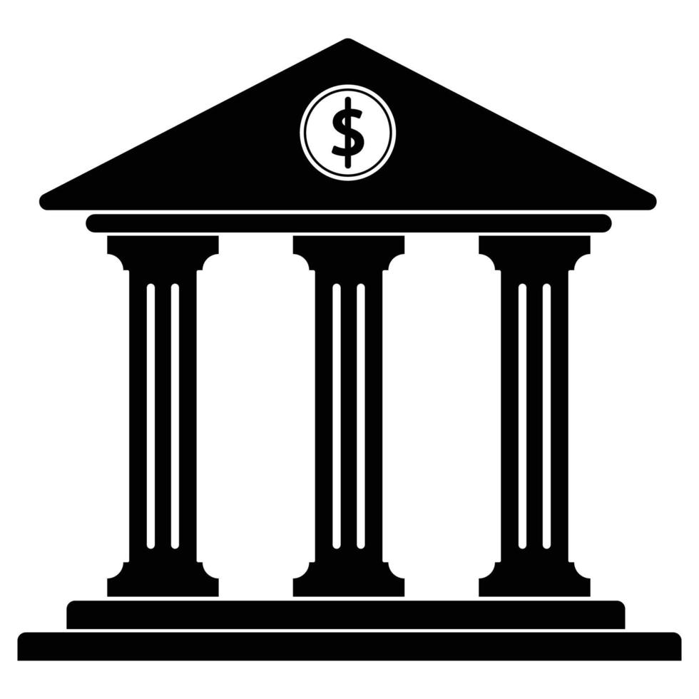 Bank Business Solid Black Icon vector