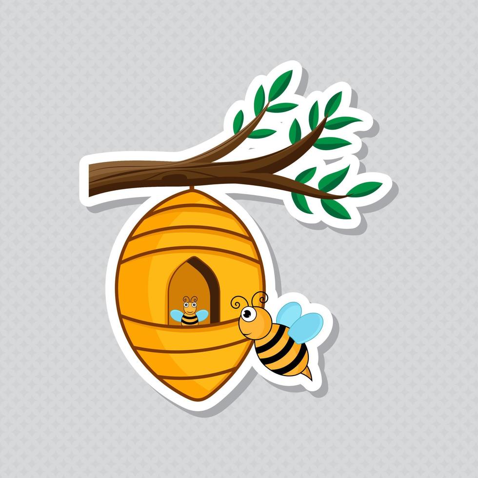 Funny Bee Honey Vector Illustratin Set