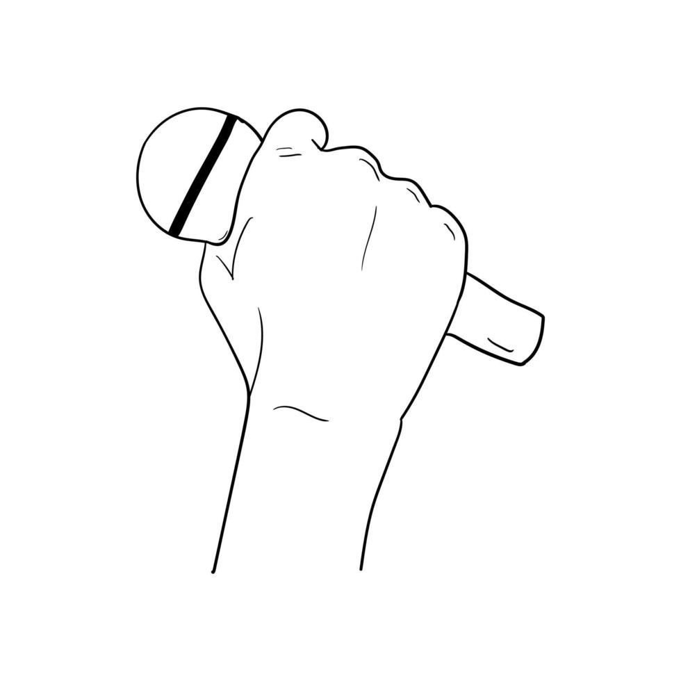 illustration of a hand holding a microphone,hand drawn icon of a hand holding a microphone vector