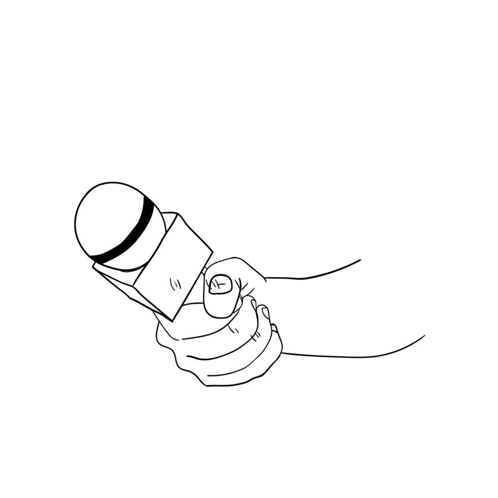 illustration of a hand holding a microphone,hand drawn icon of a hand holding a microphone vector