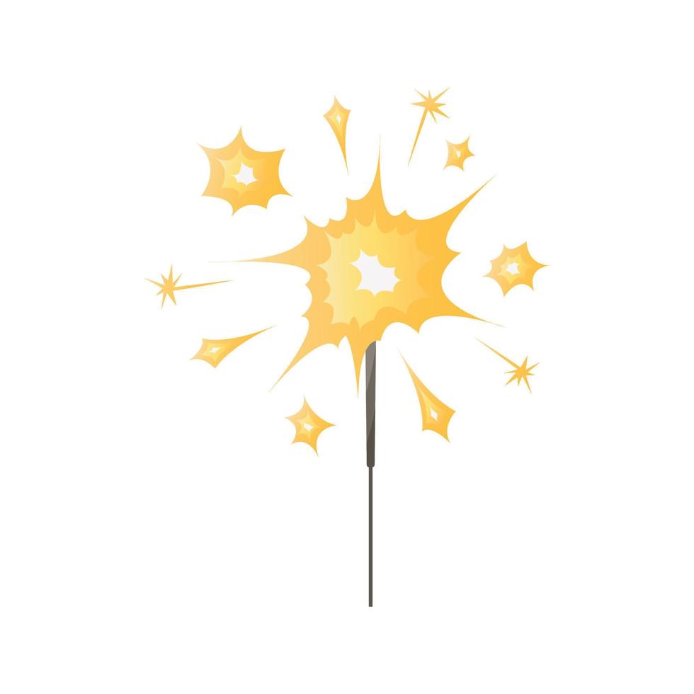 Burning bengal sparkler fire.Christmas sparkling candles, light stick. Indian fireworks with sparks, glow. Birthday party, celebration, holiday, event, festive, congratulations concept. vector