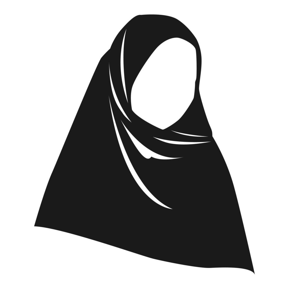 silueta de hiyab femenino. icono del logotipo de hiyab. mirada frontal concepto de mujer, ropa, musulmán, ramadán, moda, etc. vector plano.