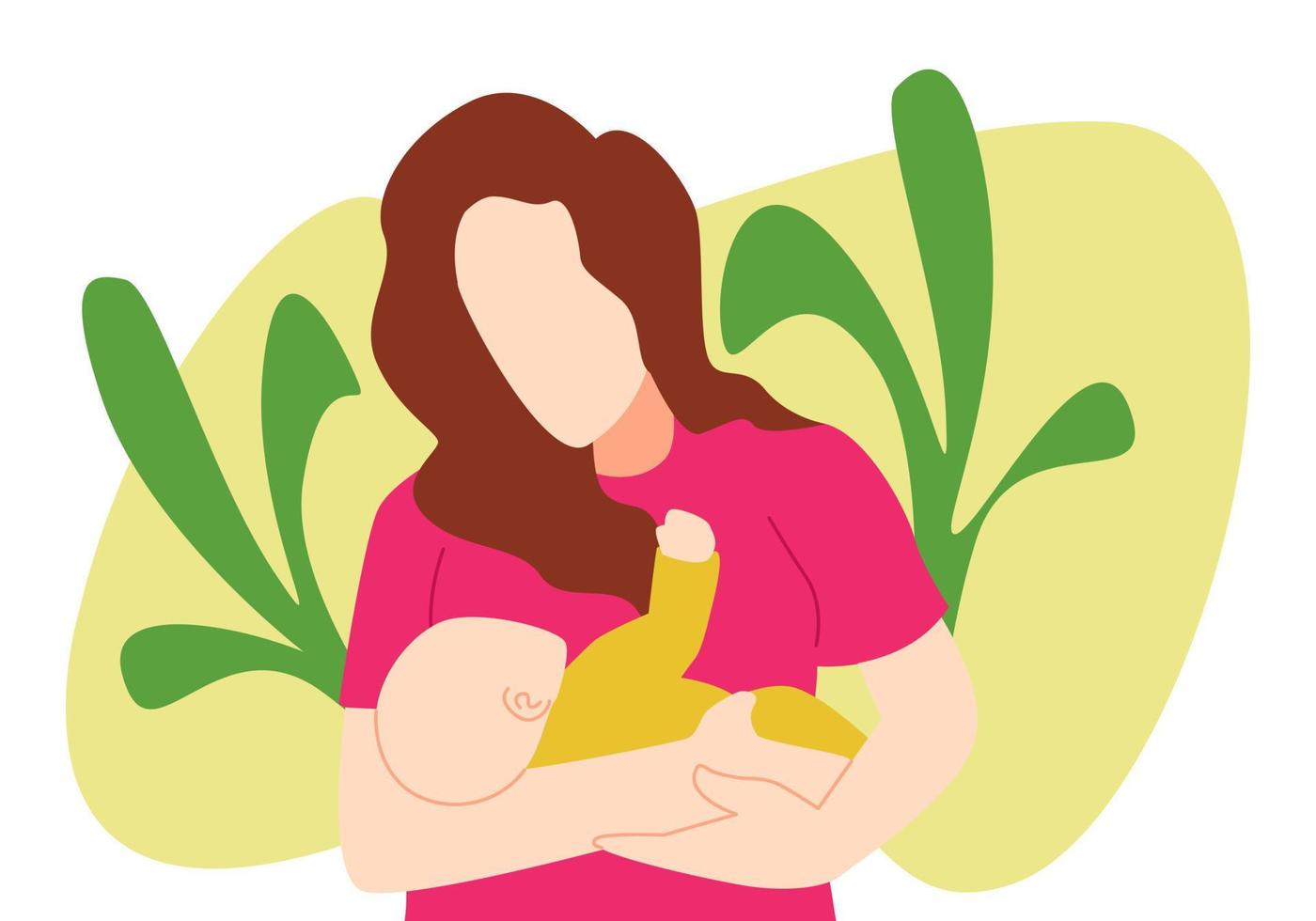 una madre cuida a su bebé. padres con bebé. mujer de pelo rizado ondulado. concepto de familia, hijos, crianza. ilustración de estilo plano vectorial. vector