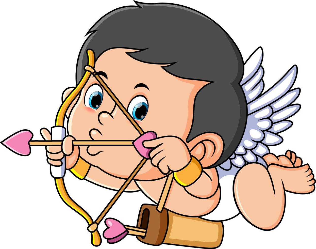 The cute cupid is going to shoot a love arrow to someone vector