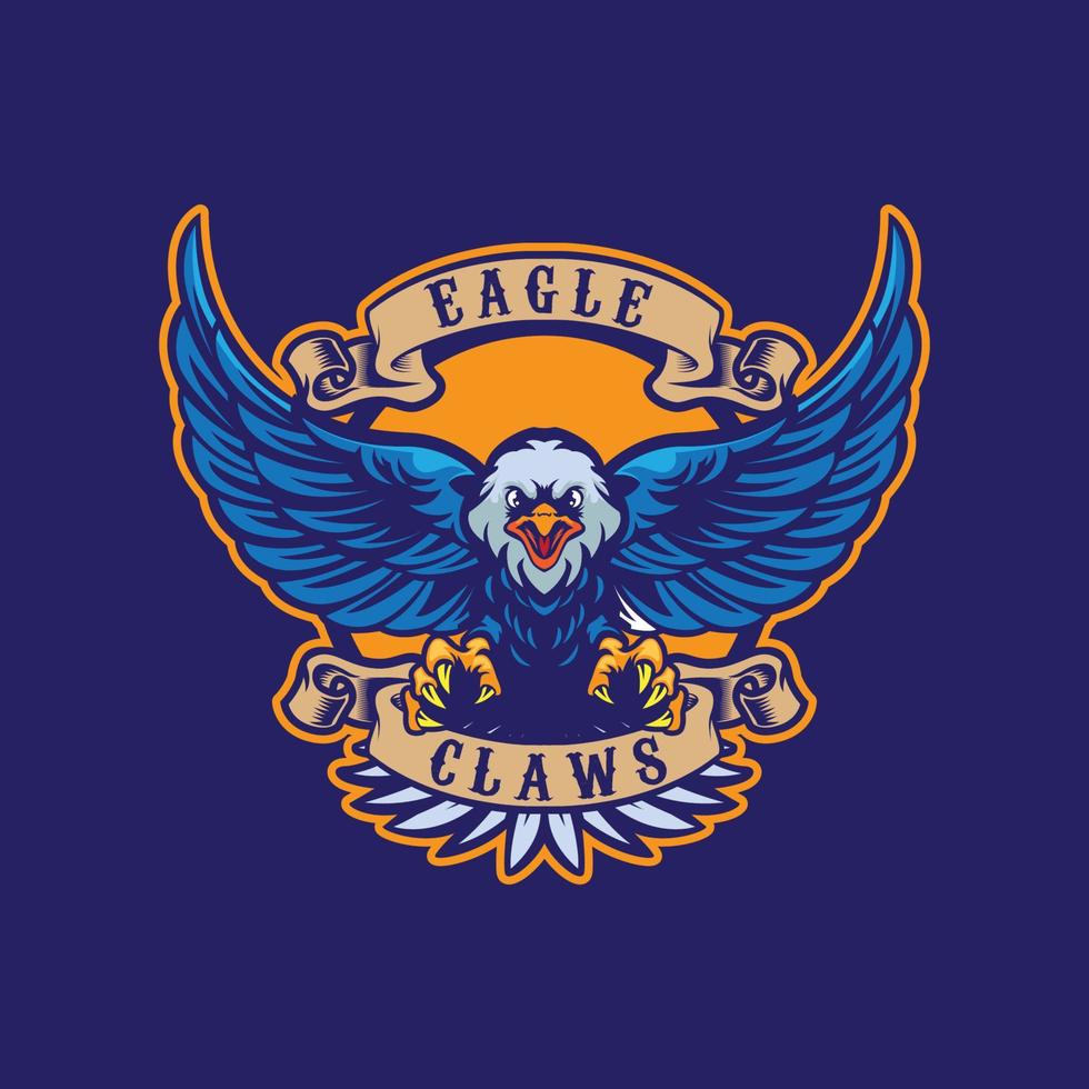 Eagle bird with claw flying with a ribbon vector