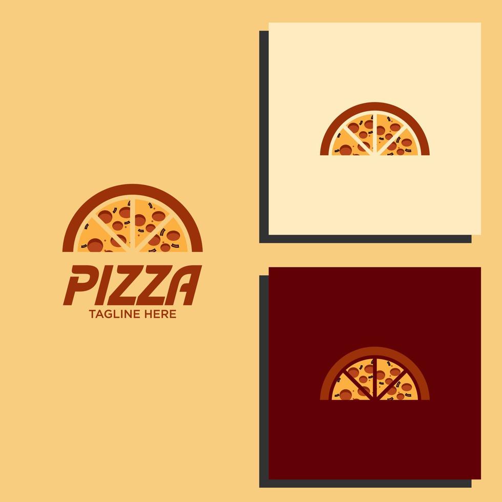 emblema de pizza vectorial en pizarra. plantilla de logotipo de pizza. emblema vectorial para cafetería, restaurante o servicio de entrega de alimentos. vector