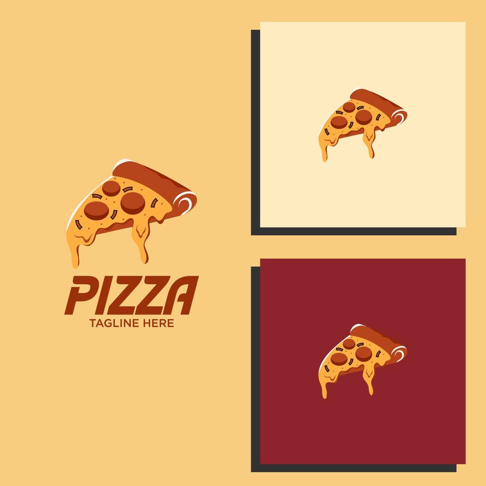 Vector Pizza Emblem on chalkboard. Pizza logo template. Vector emblem for cafe, restaurant or food delivery service.