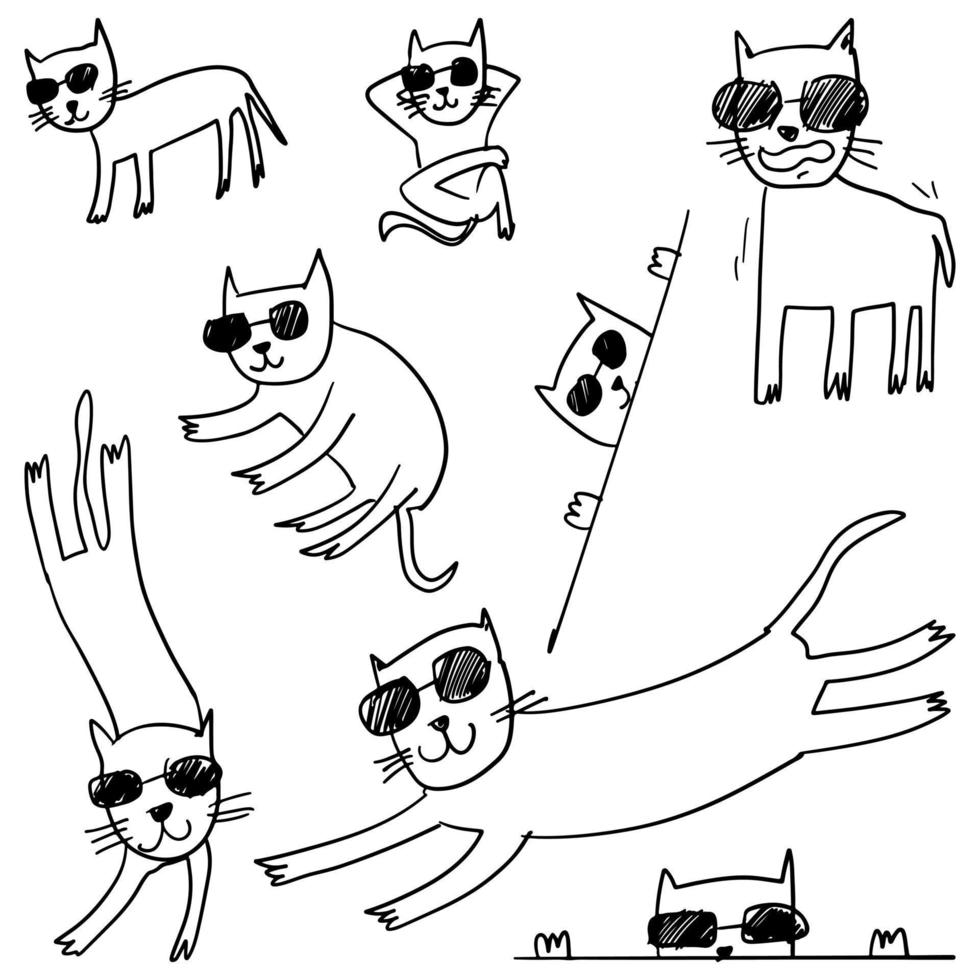 Doodle sketch style of cat cartoon vector illustration for concept design.