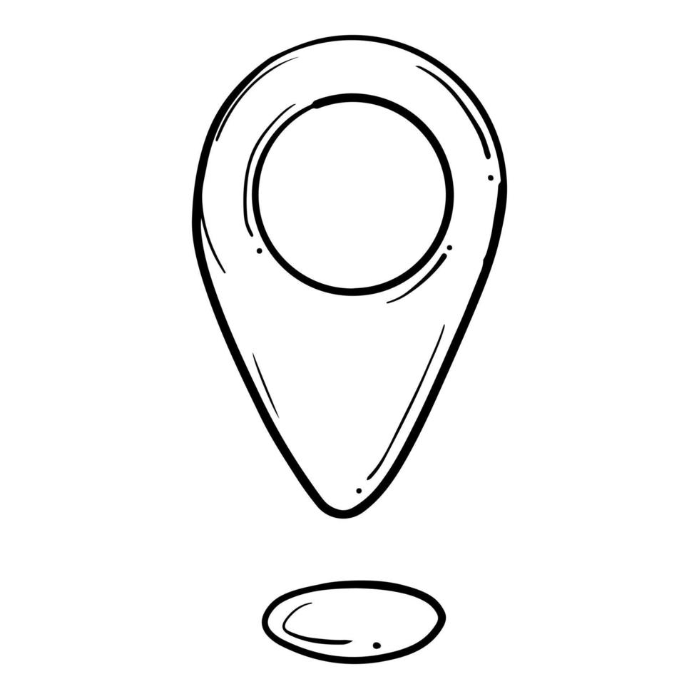 estilo de boceto de garabato de coordenadas dibujadas a mano punto de ubicación gps ilustración vectorial para el diseño conceptual. vector