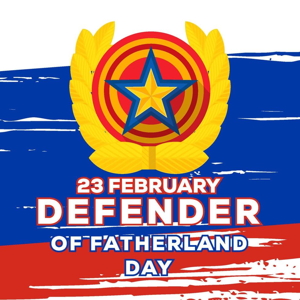 defender of fatherland day 23 february on rough russian flag background vector