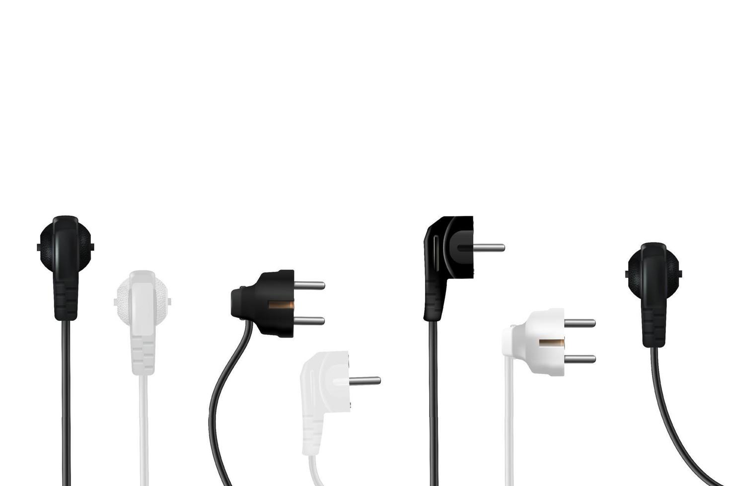 Vector realistic set of power plugs in different angles.