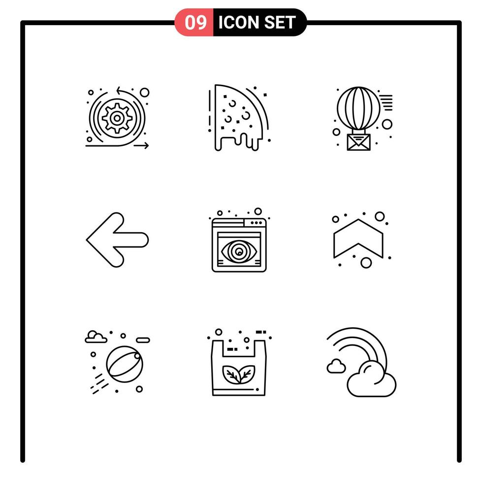 Modern Set of 9 Outlines and symbols such as focus point back email back arrow Editable Vector Design Elements