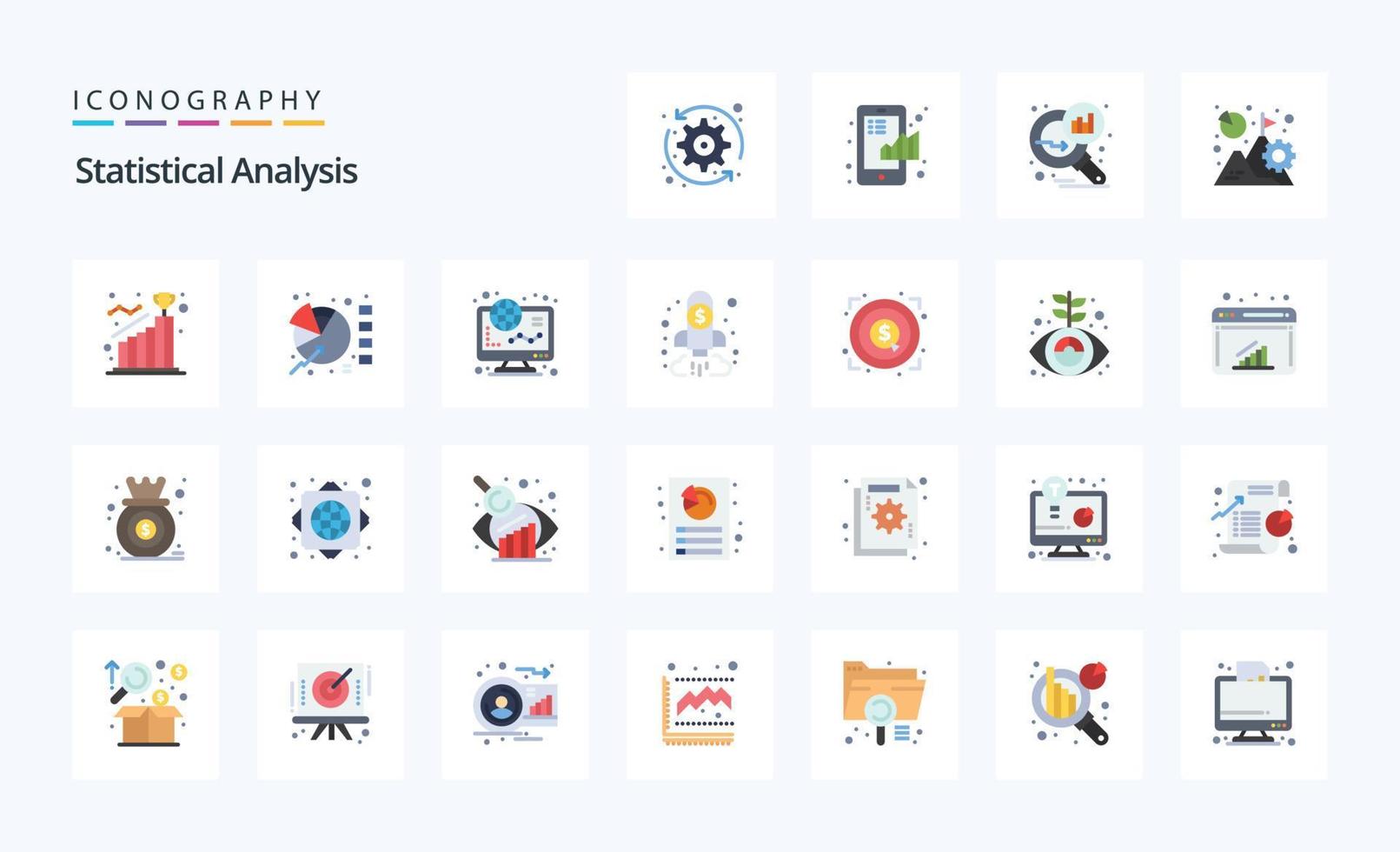 25 Statistical Analysis Flat color icon pack vector