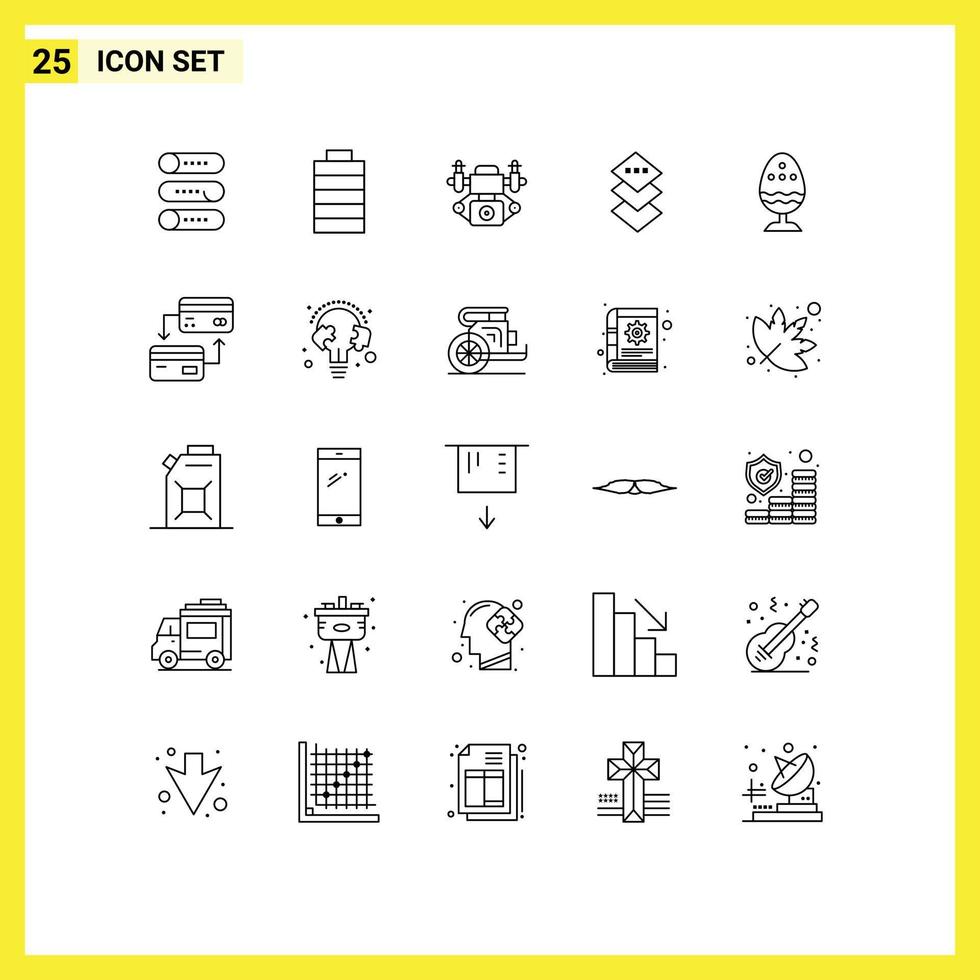 concepto de 25 líneas para sitios web móviles y aplicaciones alimentos cámara de pascua huevo cocido elementos de diseño vectorial editables cuadrados vector