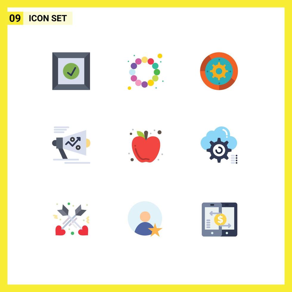 9 Universal Flat Colors Set for Web and Mobile Applications autumn announce setup strategy megaphone Editable Vector Design Elements