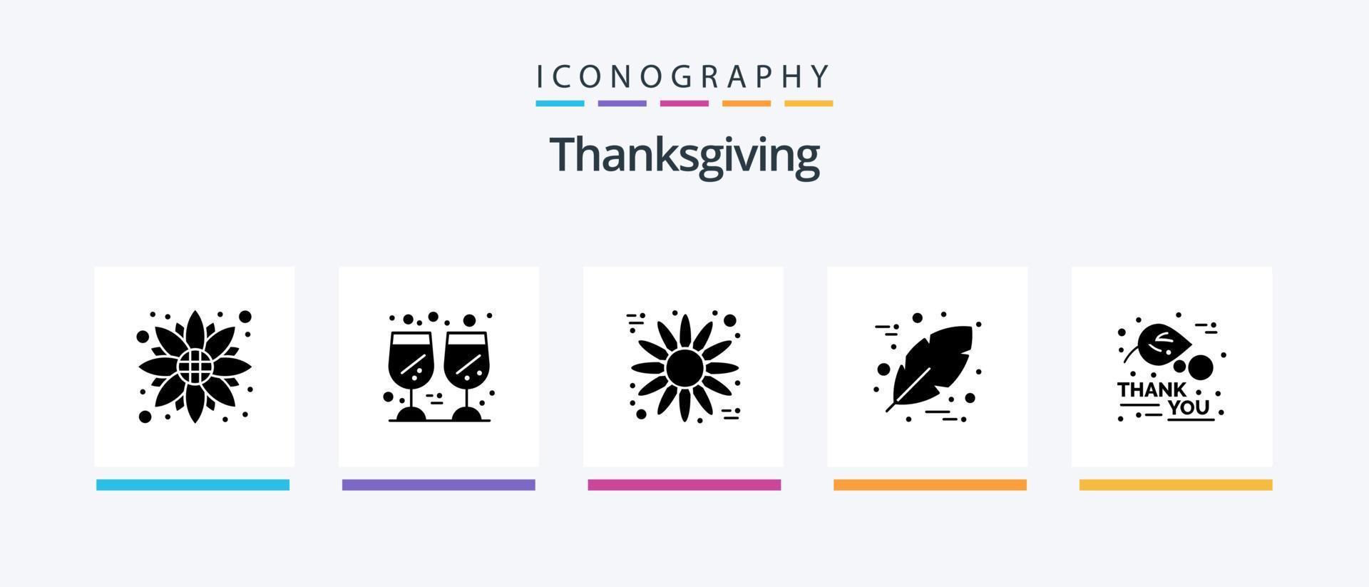 Thanksgiving Glyph 5 Icon Pack Including thanksgiving. autumn. flower. thanks day. leaf. Creative Icons Design vector