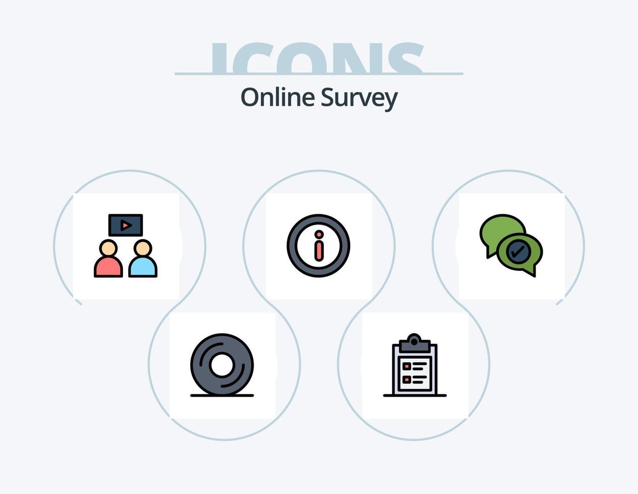 Online Survey Line Filled Icon Pack 5 Icon Design. information . setting. star. office vector