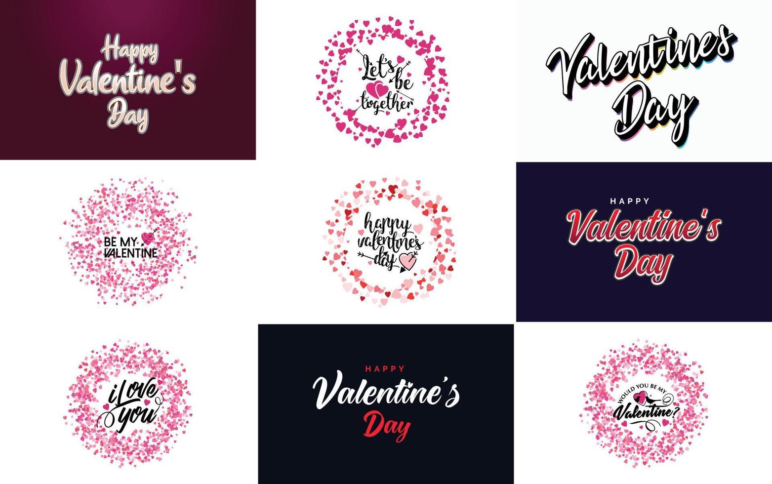 Happy Valentine's Day greeting card template with a romantic theme and a red color scheme vector