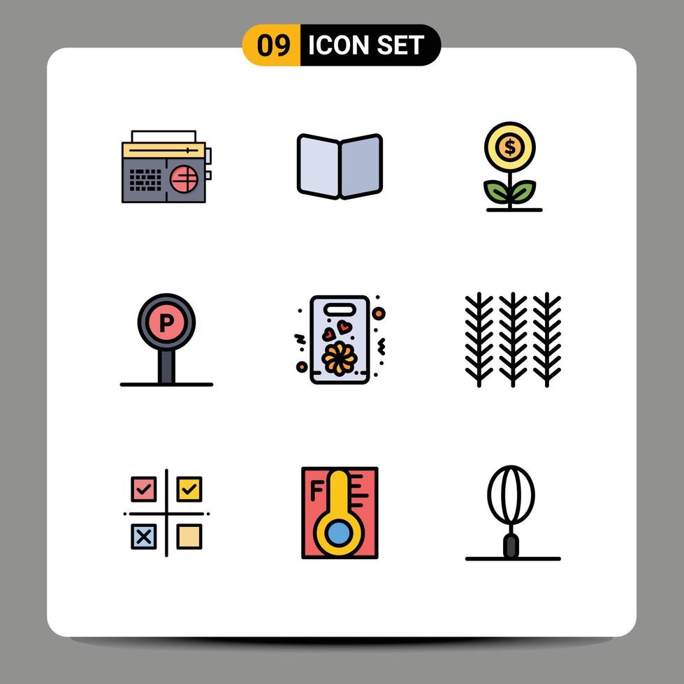 User Interface Pack of 9 Basic Filledline Flat Colors of sign parking cover hotel dollar Editable Vector Design Elements