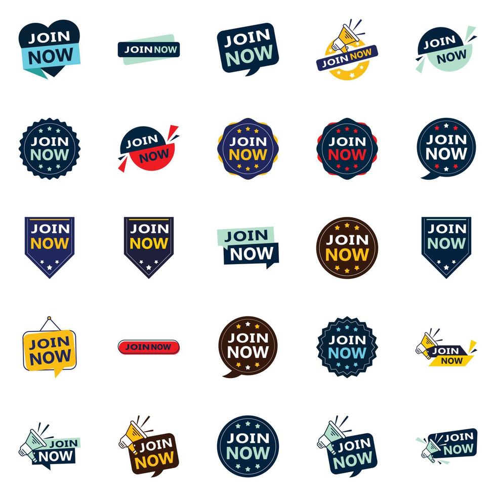 Join Now 25 Unique Typographic Designs for a personalized recruitment message vector