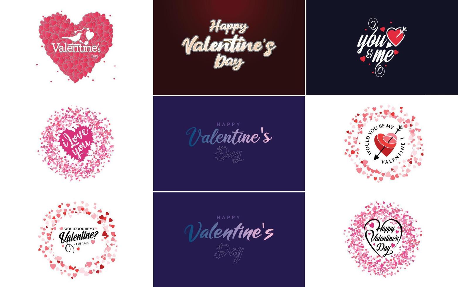 Happy Valentine's Day typography poster with handwritten calligraphy text. isolated on white background vector illustration