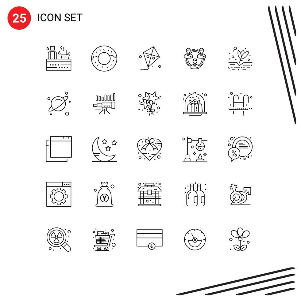 Pictogram Set of 25 Simple Lines of agriculture social kite people communication Editable Vector Design Elements