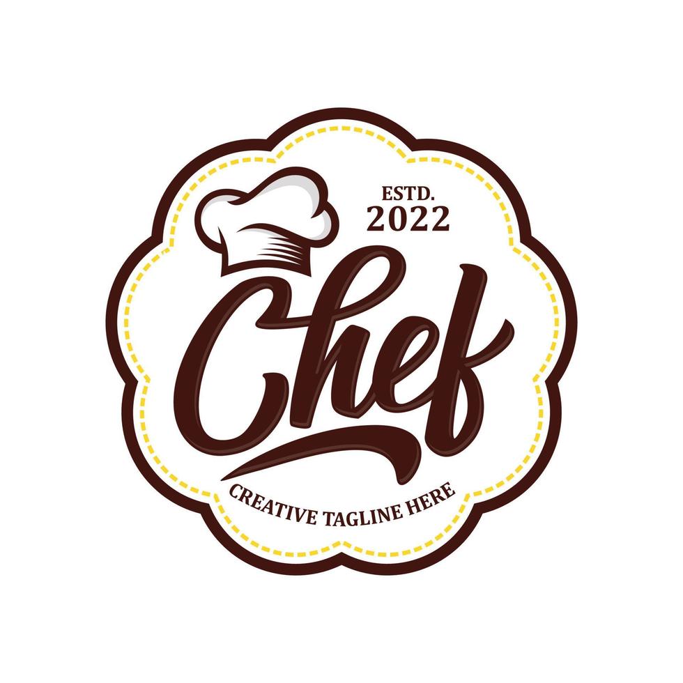 plantilla de vector de logotipo de diseño vintage de chef de cocina