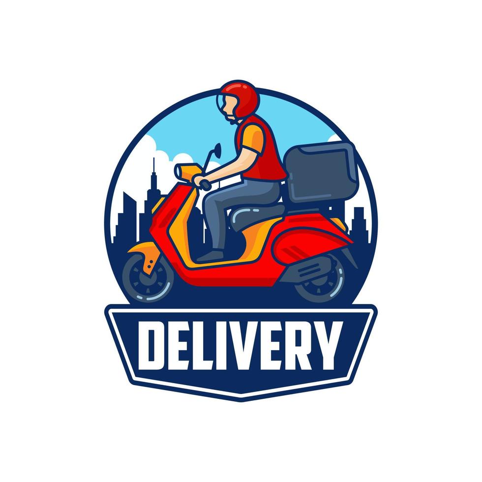 A man is riding a scooter. delivery logo vector template