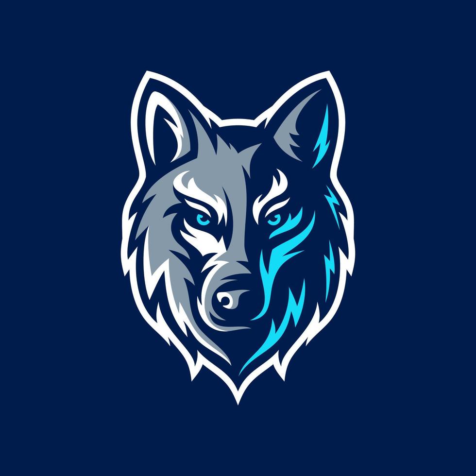 Wild wolf e sport mascot logo design vector illustration