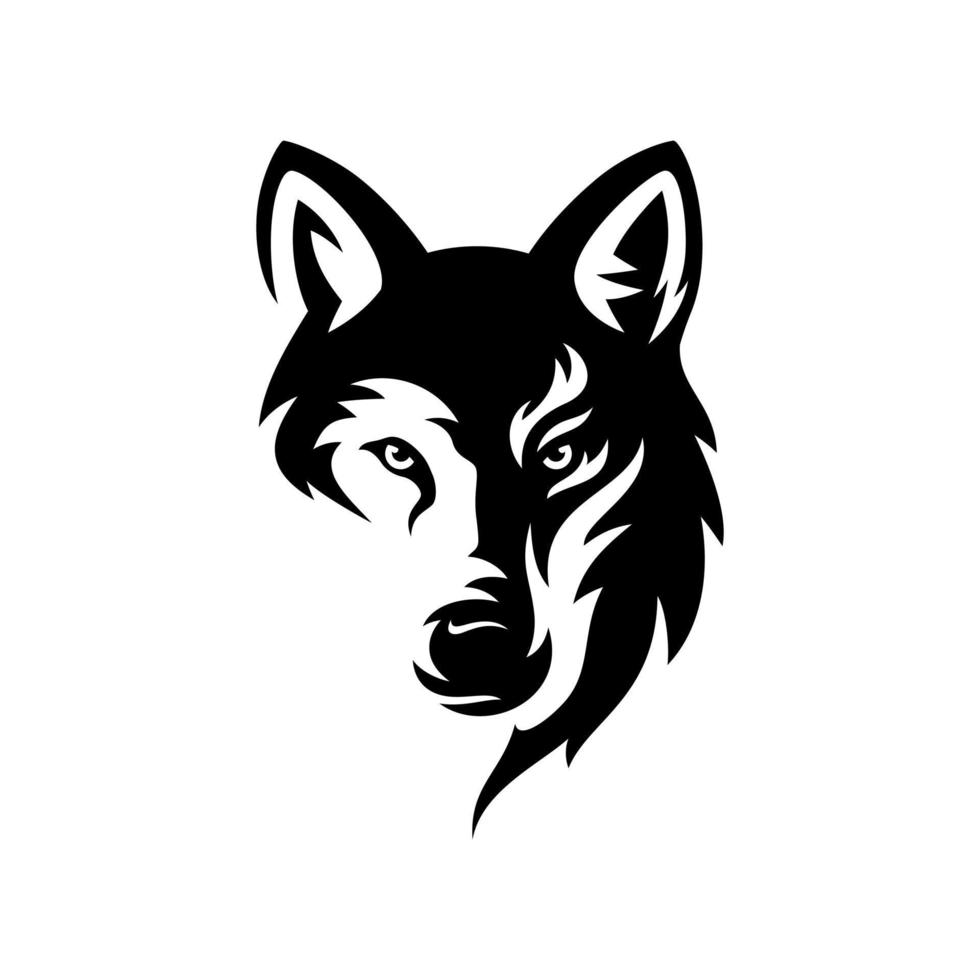 Ilustración de vector de cabeza de lobo. vector de stock de logotipo vintage de lobo.