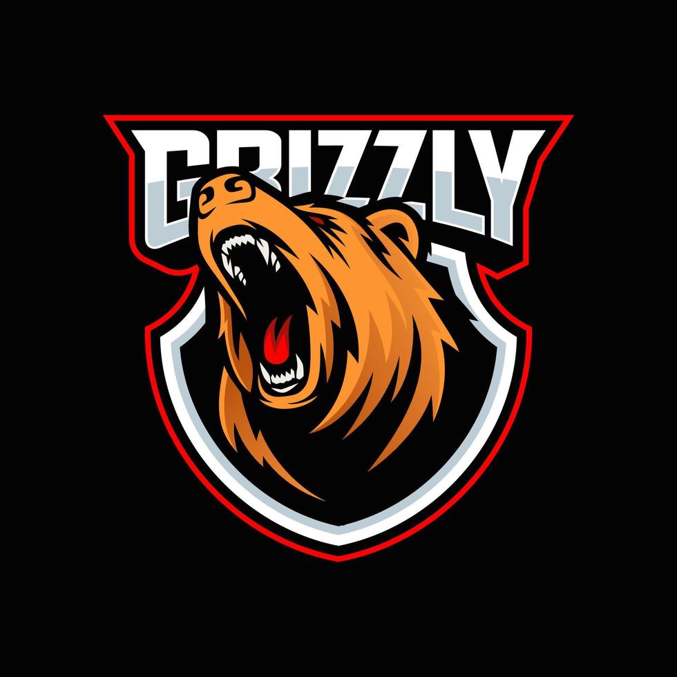 ilustración de vector de logotipo de oso grizzly profesional moderno para un equipo deportivo