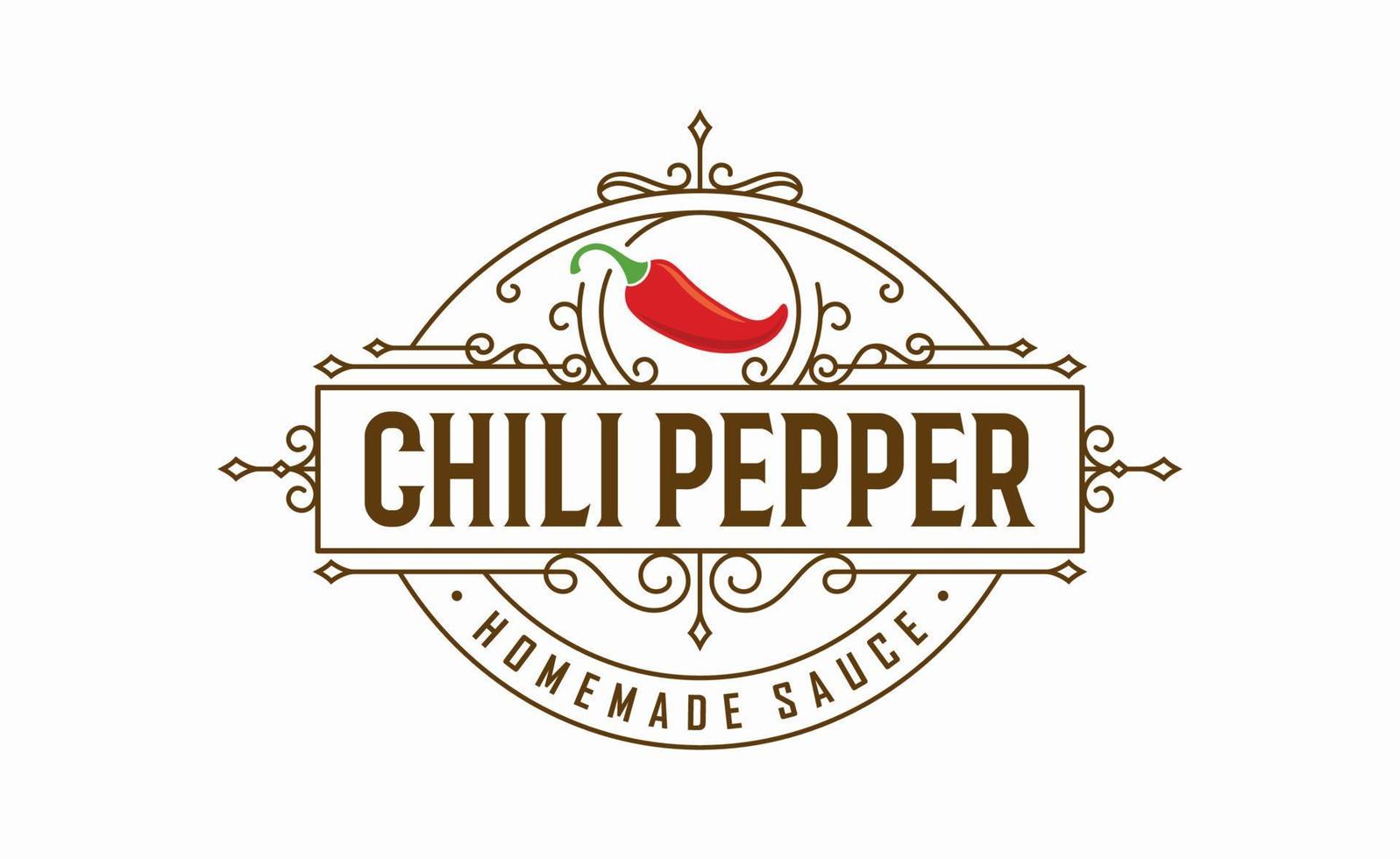 Chili Pepper Spicy Restaurant Logo Design Vector illustration