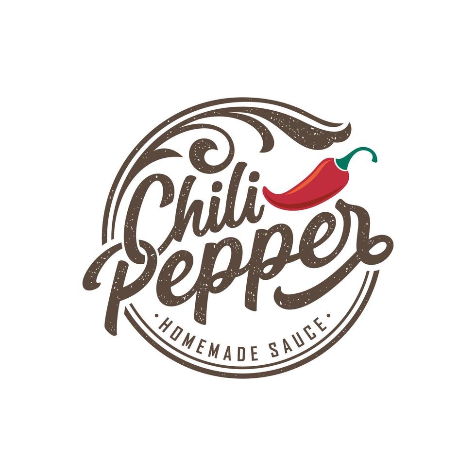 Chili Pepper Spicy Restaurant Logo Design Vector illustration