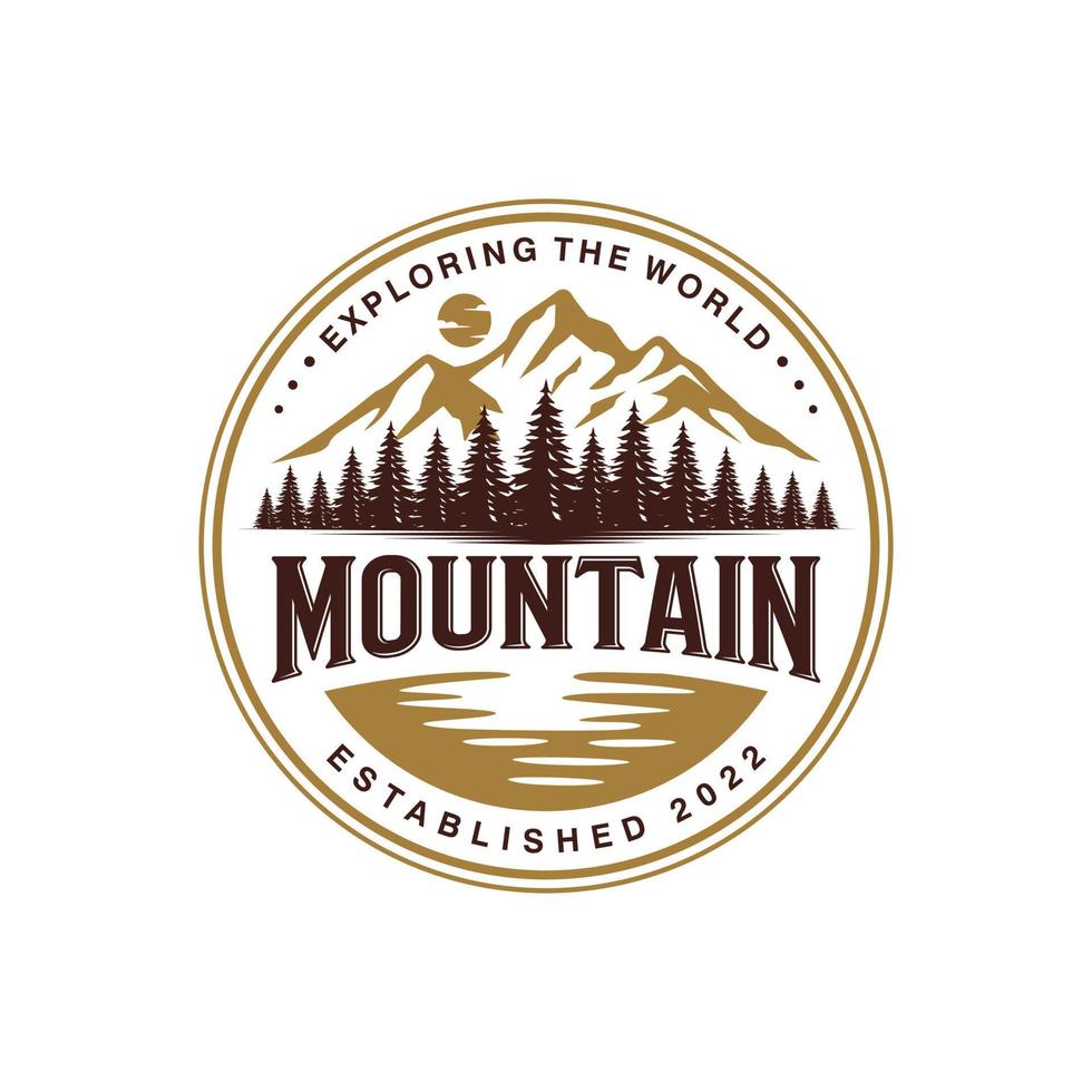 Vintage mountain logo design template vector