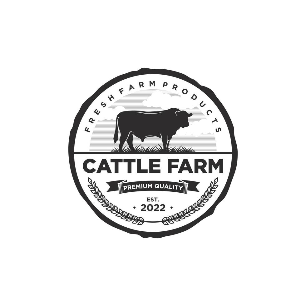 Vintage Cattle Farm Logo Vector Template