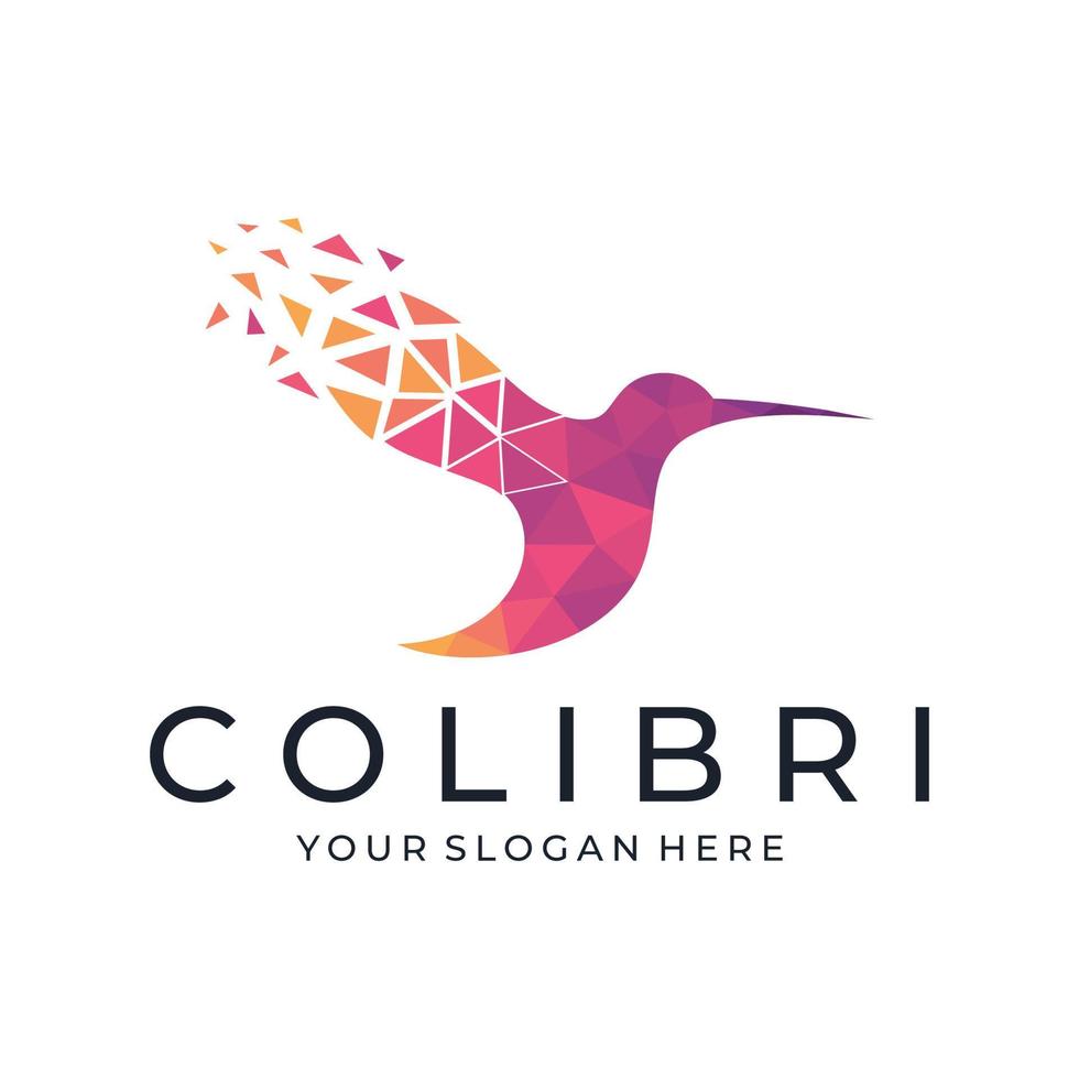 Beautiful Bird Hummingbird Colibri Colorful Logo Design Vector Template